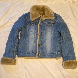 Reversible denim/faux fur jacket
